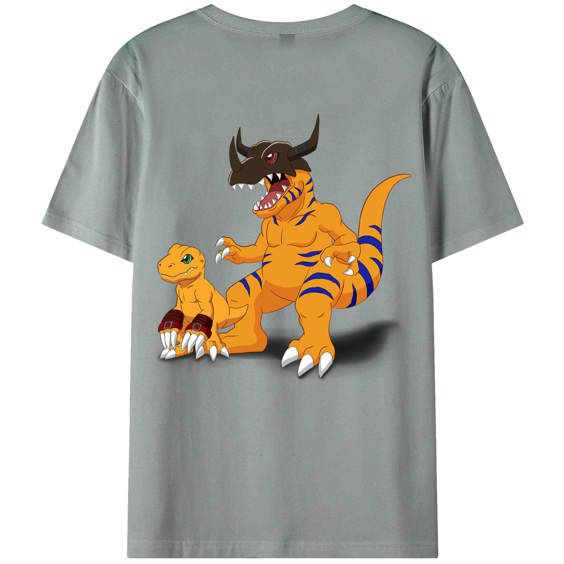 （画像用） Digimon デジタルモンスター/デジモン 綿100％ メンズ半袖Tシャツ（バックプリント） 通気性